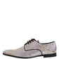 Dolce & Gabbana Silver Sequined Lace Up Men Derby Dress Shoes