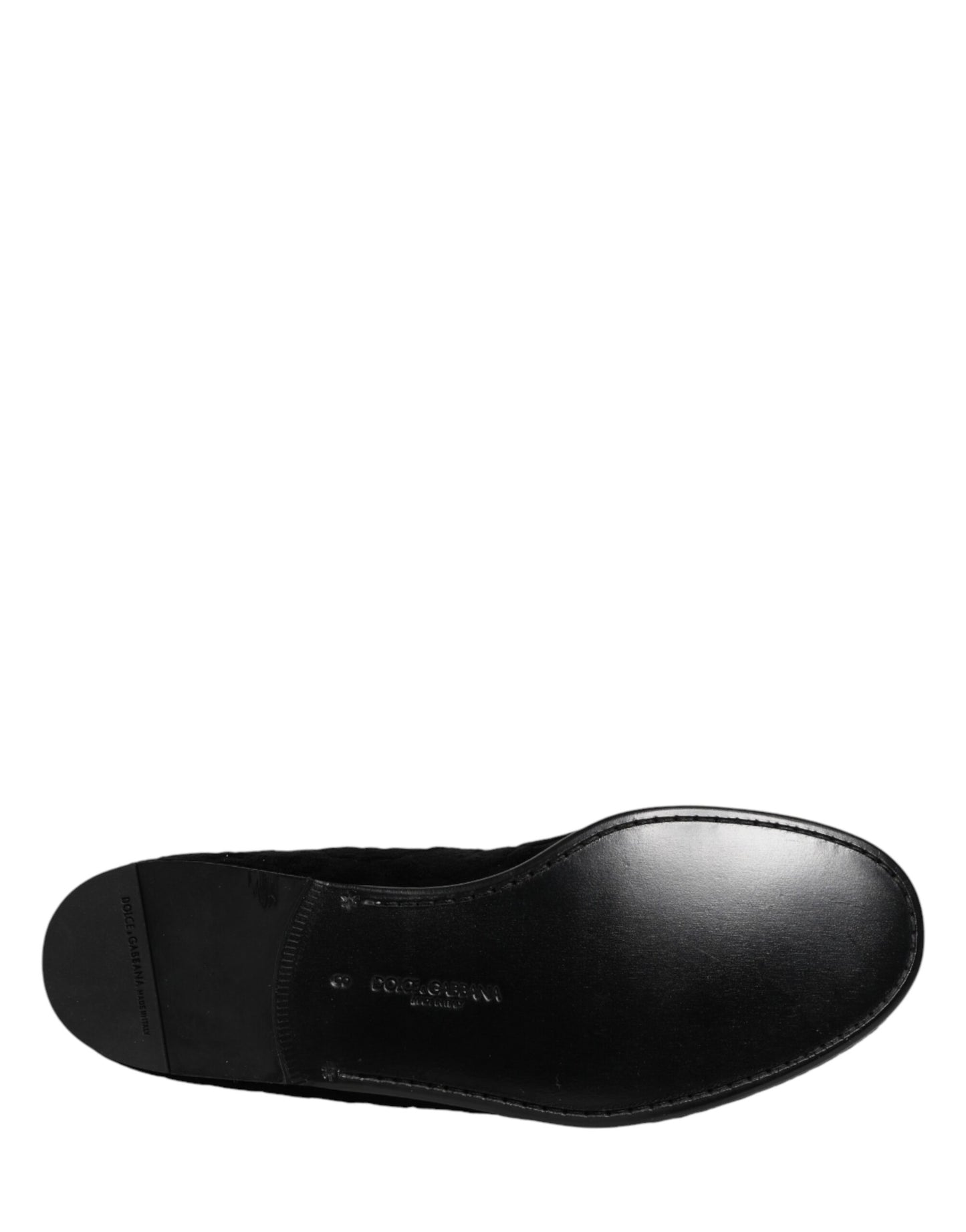 Dolce & Gabbana Black Velvet Slip On Loafers Formal Men Shoes