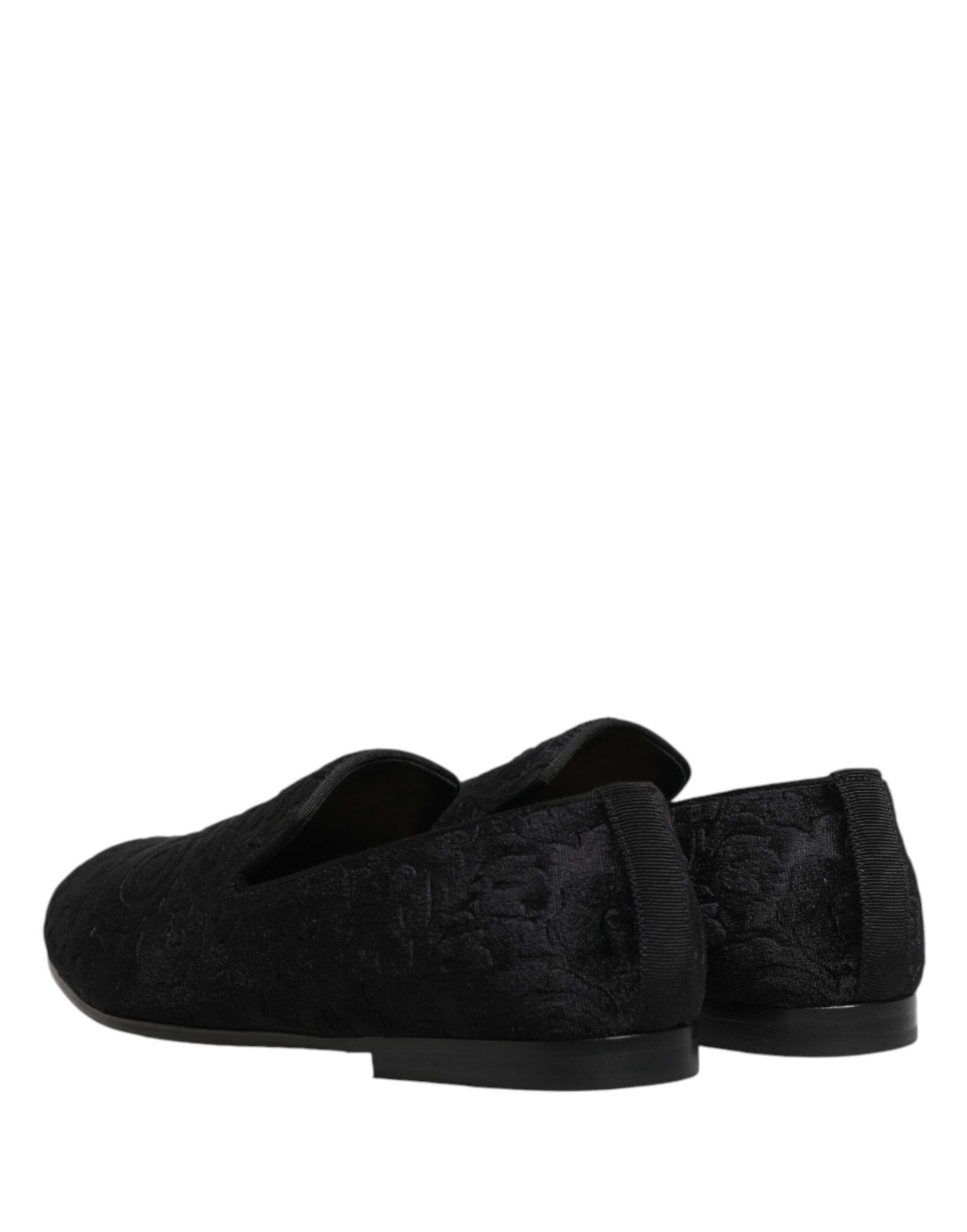 Dolce & Gabbana Black Velvet Slip On Loafers Formal Men Shoes