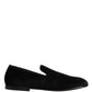 Dolce & Gabbana Black Velvet Slip On Loafers Formal Men Shoes