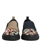 Dolce & Gabbana Blue Canvas Embellished Slip On Men Sneakers Shoes