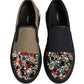Dolce & Gabbana Blue Canvas Embellished Slip On Men Sneakers Shoes