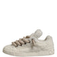 Dolce & Gabbana White Faux Shearling Low Top Sneakers  Shoes