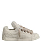 Dolce & Gabbana White Faux Shearling Low Top Sneakers  Shoes