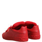 Dolce & Gabbana Red Leather Lace Up Low Top Sneakers Shoes