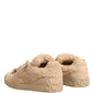 Dolce & Gabbana Shoes Beige Faux Shearling Low Top Sneakers