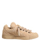 Dolce & Gabbana Shoes Beige Faux Shearling Low Top Sneakers