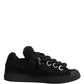 Dolce & Gabbana Black Faux Shearling Low Top Sneakers Shoes