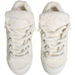 Dolce & Gabbana White Faux Shearling Low Top Sneakers  Shoes
