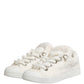 Dolce & Gabbana White Faux Shearling Low Top Sneakers  Shoes