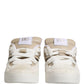Dolce & Gabbana White Beige Faux Shearling Low Top Sneakers Shoes