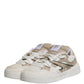 Dolce & Gabbana White Beige Faux Shearling Low Top Sneakers Shoes