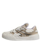 Dolce & Gabbana White Beige Faux Shearling Low Top Sneakers Shoes