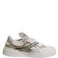 Dolce & Gabbana White Beige Faux Shearling Low Top Sneakers Shoes