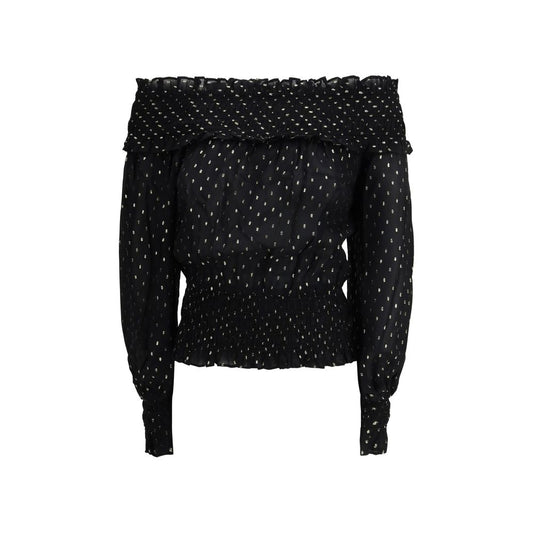 Self-Portrait Black Viscose Blouse