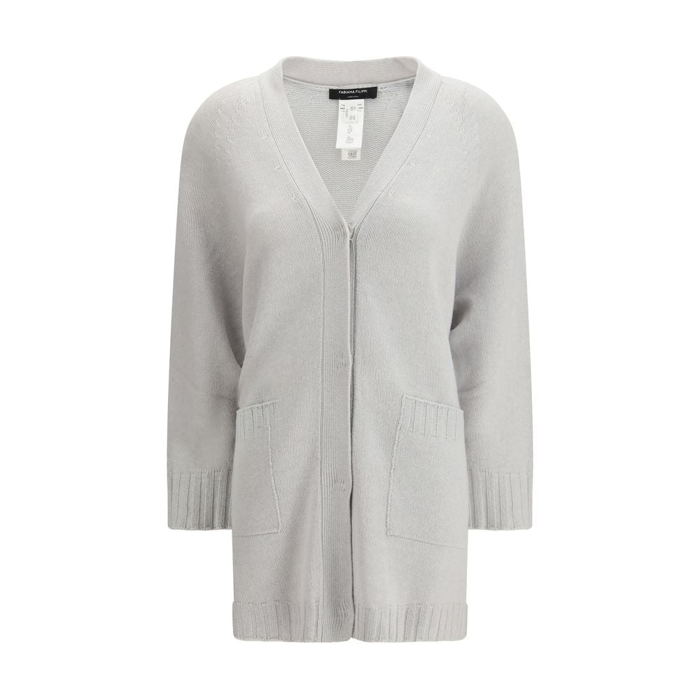 Fabiana Filippi Gray Fleece Wool Cardigan