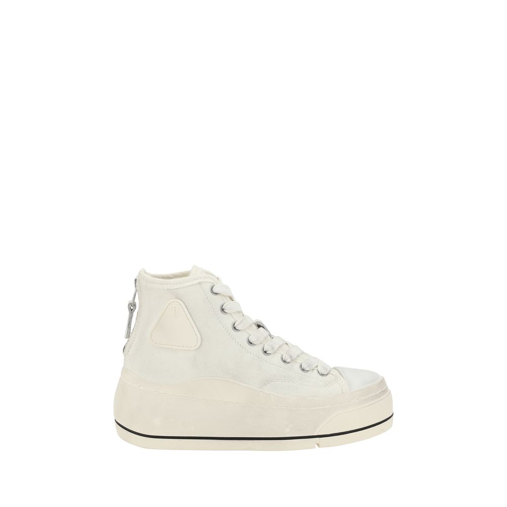 R13 White Cotton High Top Sneakers
