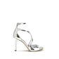 Jimmy Choo Silver Calf Leather Bos Taurus Stiletto Heel Sandals