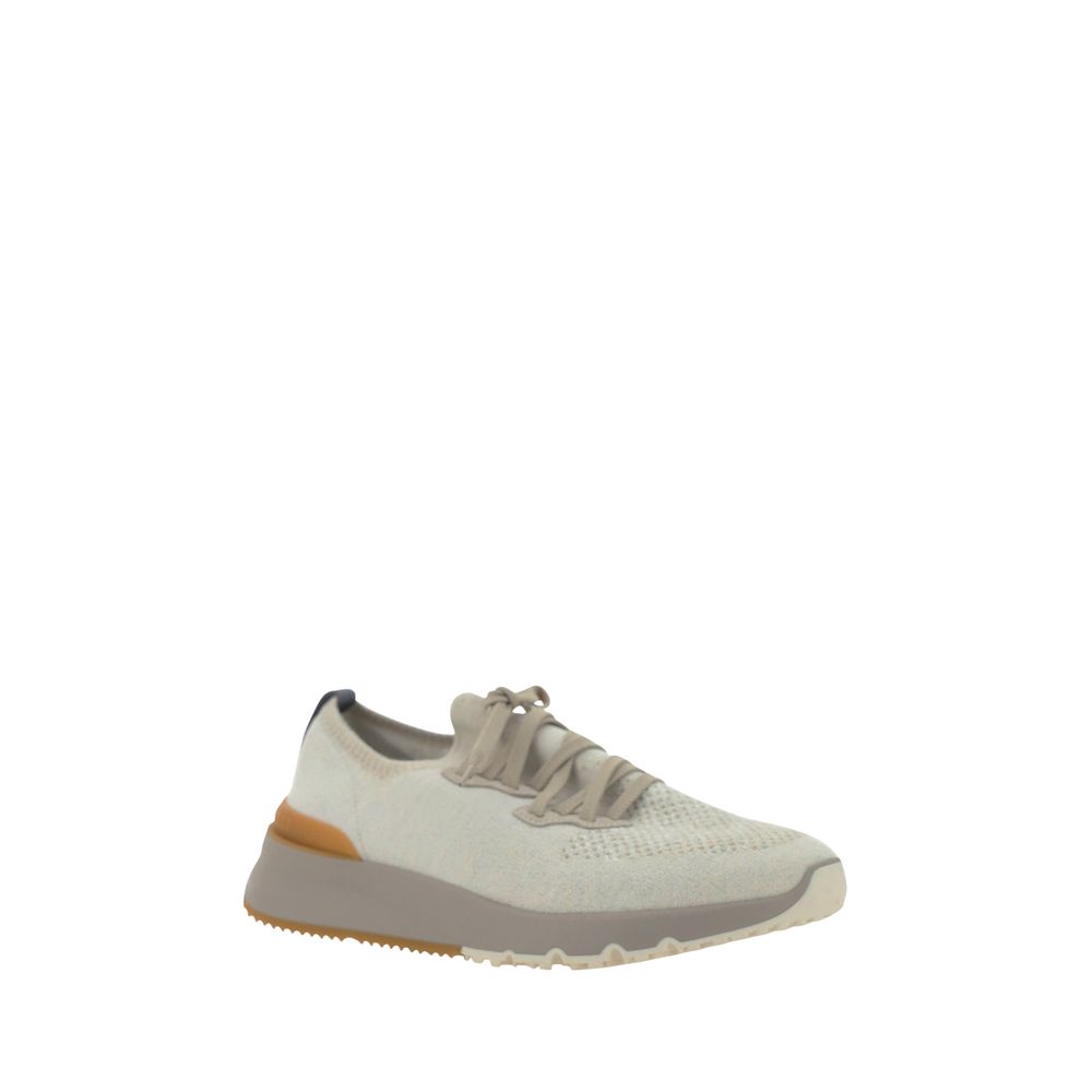 Brunello Cucinelli White Cotton Athletic Sneakers