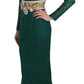 Dolce & Gabbana Crystal Gold Belt Lace Sheath Gown Dress
