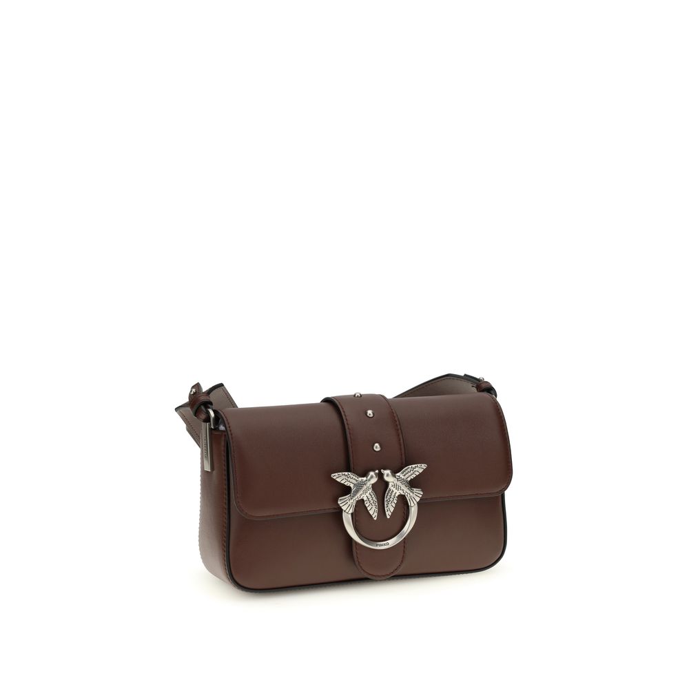 PINKO Brown Calf Leather Bos Taurus Shoulder Bag