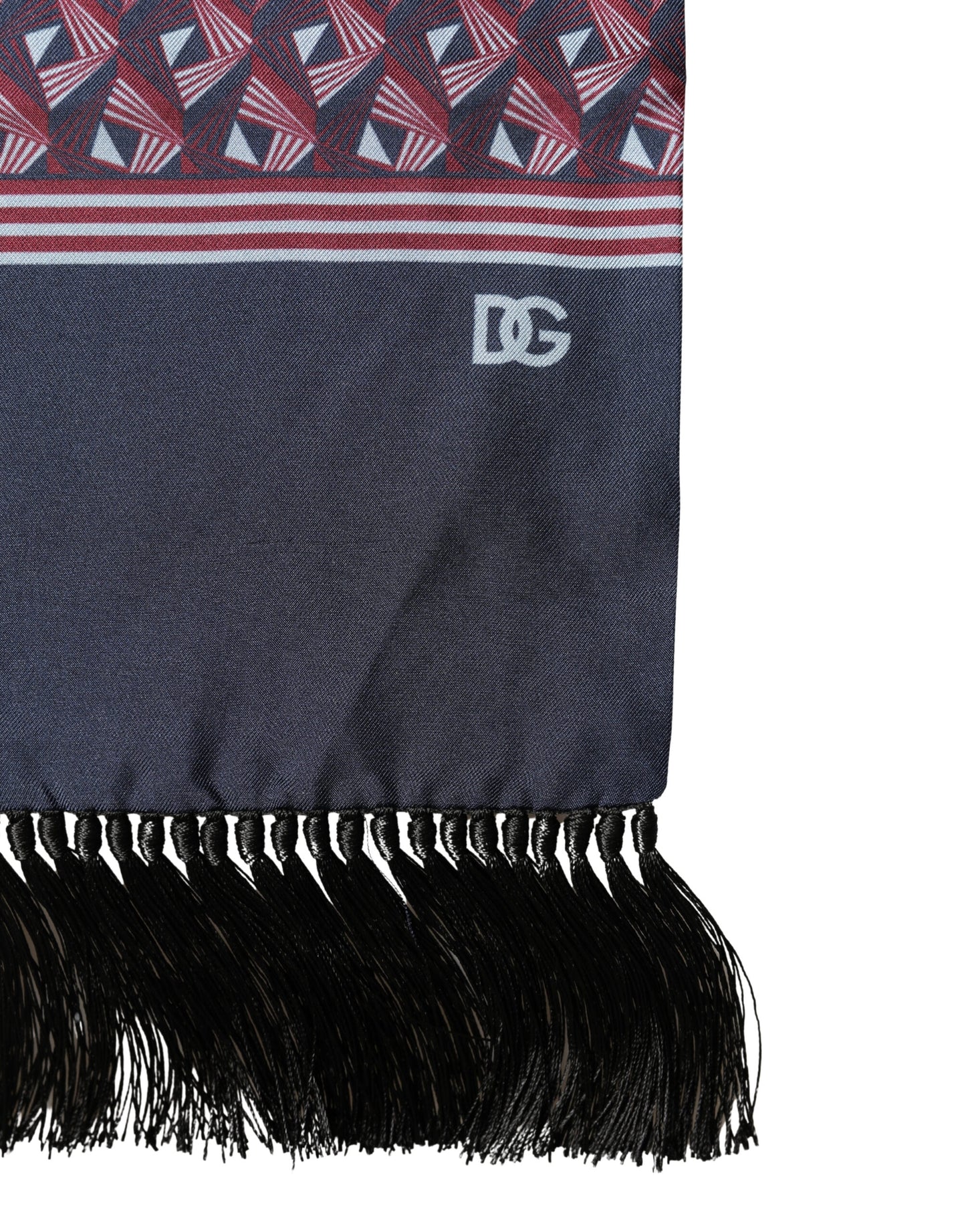 Dolce & Gabbana Multicolor Geometric Pattern Silk Fringe 142cm X 15cm Scarf