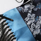 Dolce & Gabbana Black Blue Silk Floral Pattern Fringe 140cm x 16cm  Scarf