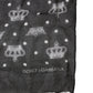 Dolce & Gabbana Black Wool Crown Print Fringe Neck Wrap 180cm x 65cm Scarf