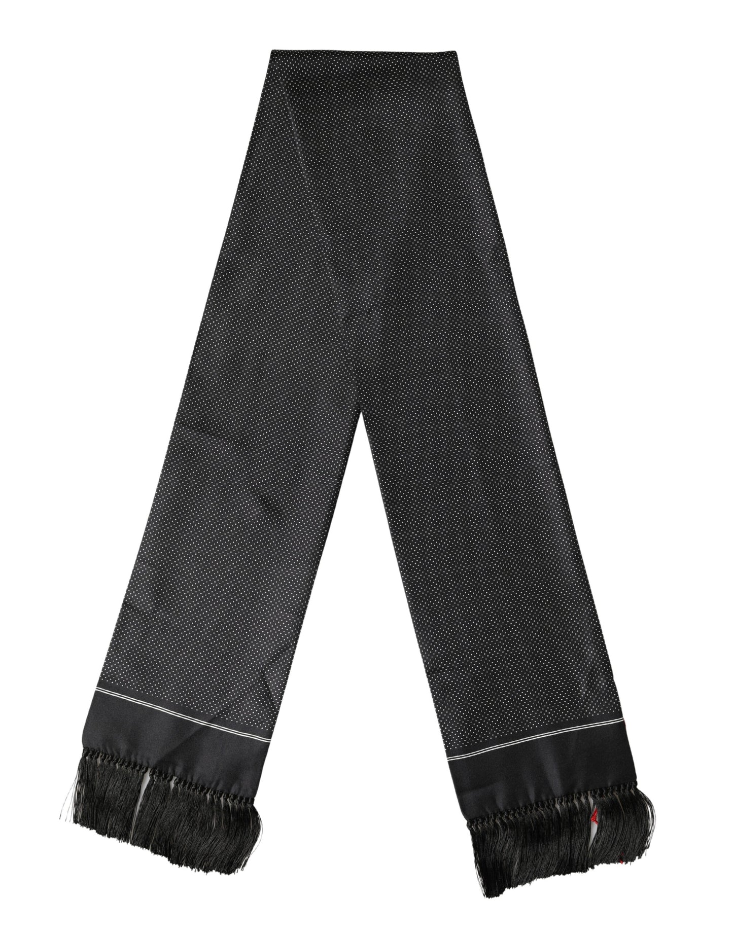 Dolce & Gabbana Black Silk Polka Dot Crown Foulard 140cm X 16.5cm Scarf