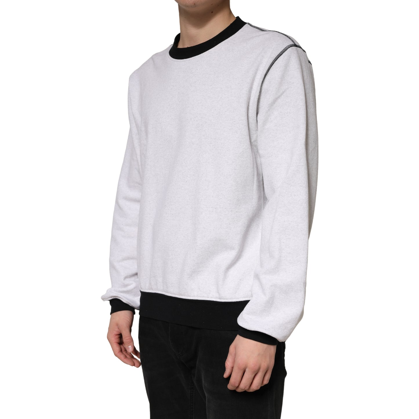 Dolce & Gabbana Light Grey Cotton Crewneck Sweatshirt Sweater