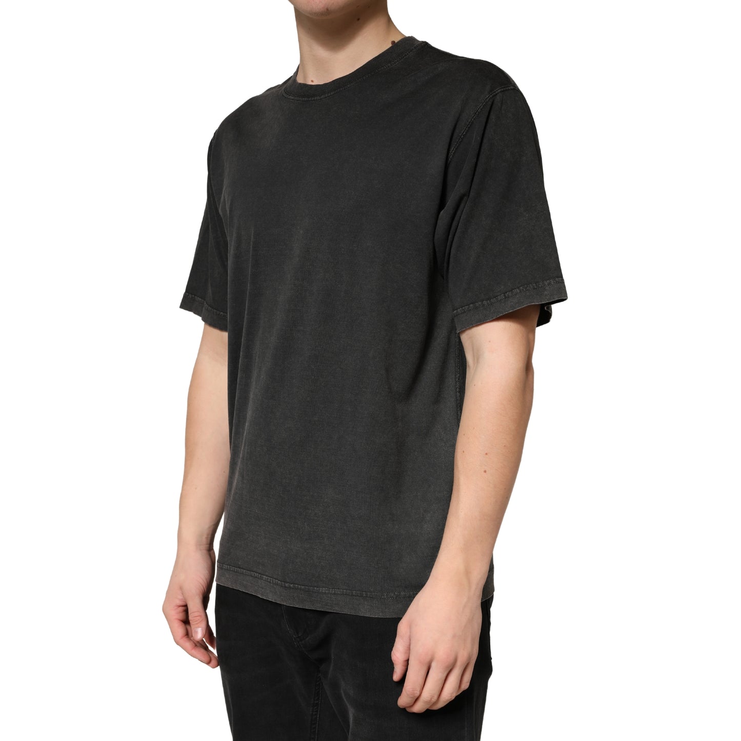 Dolce & Gabbana Black Cotton Crewneck Short Sleeve  T-Shirt