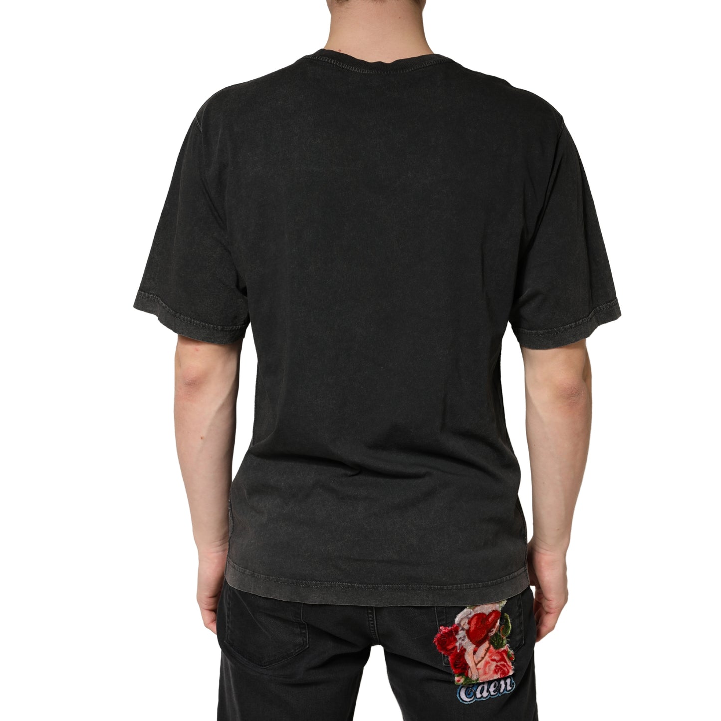 Dolce & Gabbana Black Cotton Crewneck Short Sleeve  T-Shirt