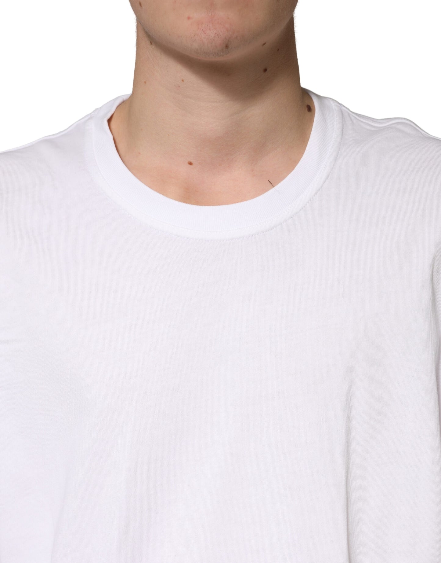 Dolce & Gabbana White Cotton Crewneck Short Sleeve T-Shirt