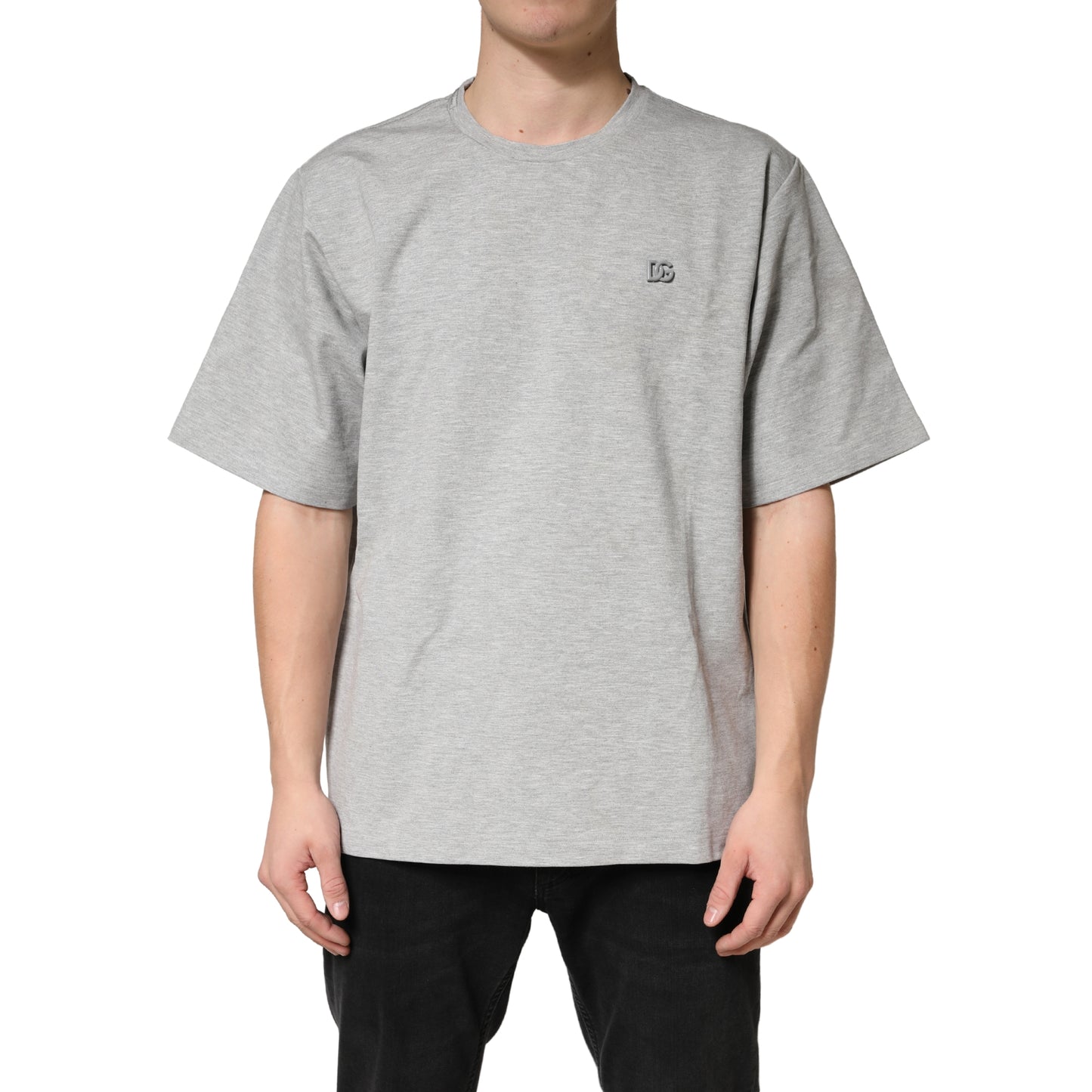 Dolce & Gabbana Grey Cotton Crewneck Short Sleeve T-Shirt