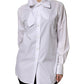 Dolce & Gabbana White Cotton Bow Tie Long Sleeves Blouse Top
