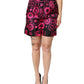Dolce & Gabbana Black Fuchsia Silk Logo Elastic Waist Shorts