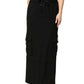 Dolce & Gabbana Black Cotton Drawstring Long Maxi Cargo Skirt