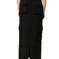 Dolce & Gabbana Black Cotton Drawstring Long Maxi Cargo Skirt