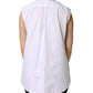 Dolce & Gabbana White Cotton Pleated Sleeveless Button Down Top