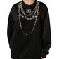 Dolce & Gabbana Black Embellished Logo Crystal Sweatshirt Top