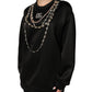 Dolce & Gabbana Black Embellished Logo Crystal Sweatshirt Top