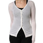 Dolce & Gabbana White Lace Silk Knit Long Sleeves Cardigan Top