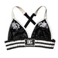 Dolce & Gabbana Black Floral Silk Satin Crop Logo Bralette Top