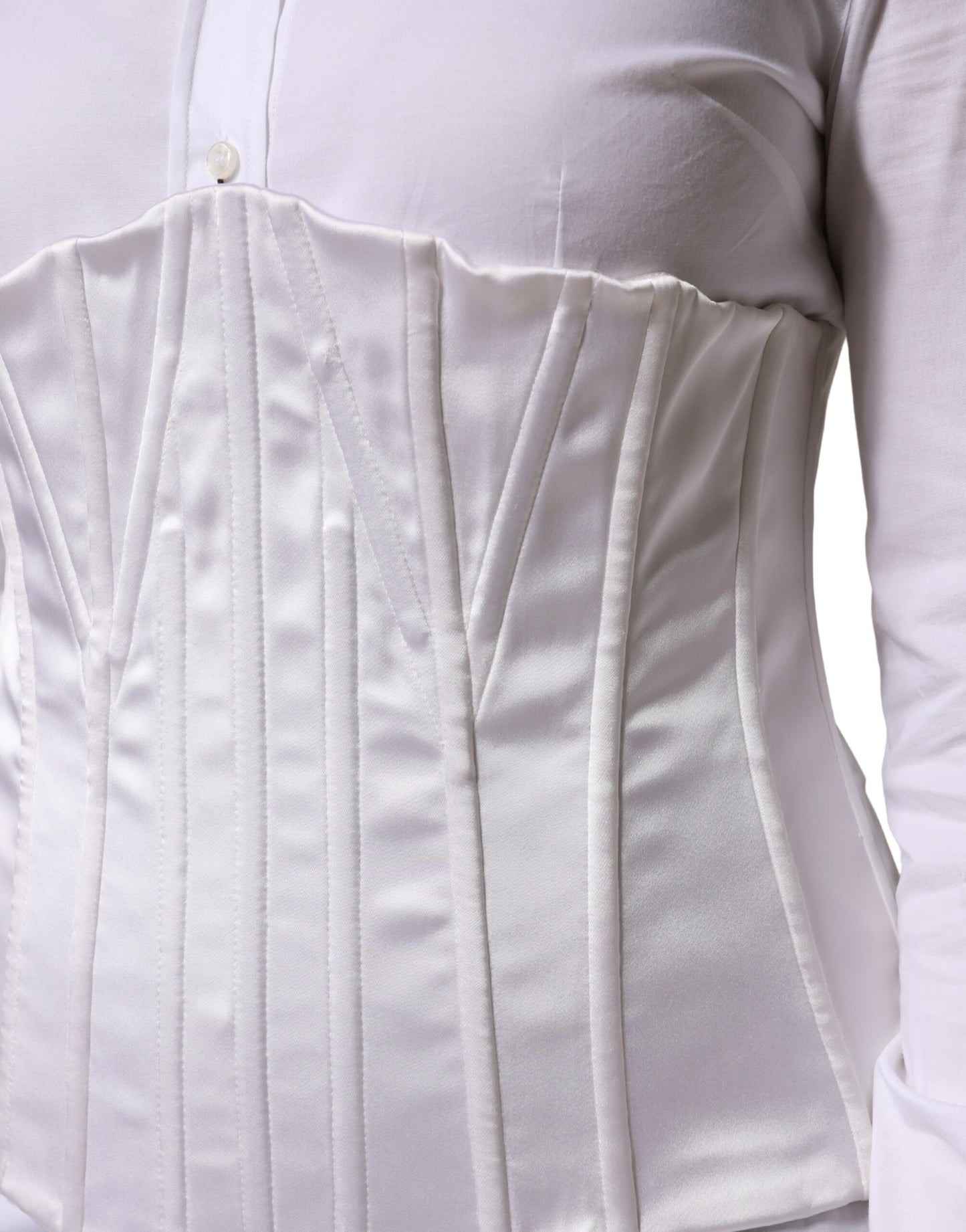 Dolce & Gabbana White Polyamide Waist Cincher Bustier Corset Top