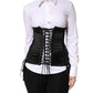 Dolce & Gabbana Black Silk Lace-Up Waist Cincher Corset Top