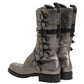 Dolce & Gabbana Metallic Leather Buckle Combat Boots Shoes
