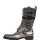 Dolce & Gabbana Metallic Leather Buckle Combat Boots Shoes