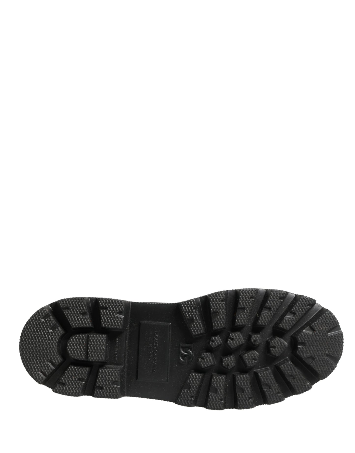 Dolce & Gabbana Black Leather Trek Sole Combat Boots Shoes