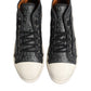Dolce & Gabbana Black White Canvas Logo Mid Top Sneakers Shoes