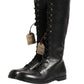 Dolce & Gabbana Re-Edition Black Leather Lace Up Boots Shoes
